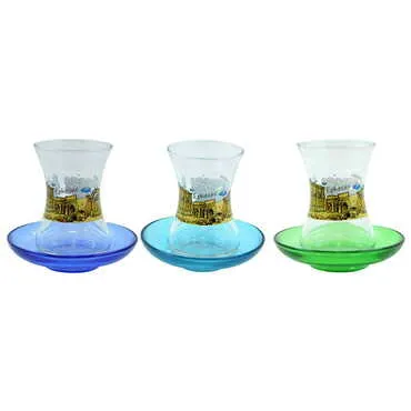 Ephesus Themed Custom Printed Turkish Tea Glass Set Of 2 Pcs - 4