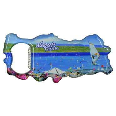 Toptan Alaçatı Bölgesi Temalı Myros Metal Harita Açacak Magnet 100x45 mm - 4