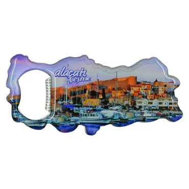 Toptan Alaçatı Bölgesi Temalı Myros Metal Harita Açacak Magnet 100x45 mm - 5