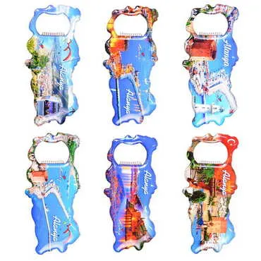 Alanya Themed Map Shaped Metal Magnetic Bottle Opener 100x45 mm - 2