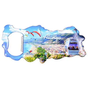 Alanya Themed Map Shaped Metal Magnetic Bottle Opener 100x45 mm - 3