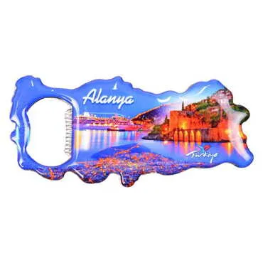 Alanya Themed Map Shaped Metal Magnetic Bottle Opener 100x45 mm - 4