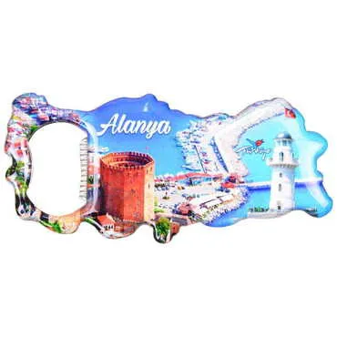 Alanya Themed Map Shaped Metal Magnetic Bottle Opener 100x45 mm - 6
