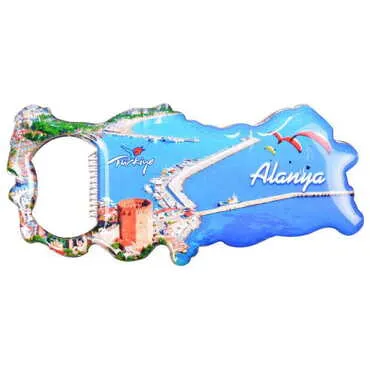 Alanya Themed Map Shaped Metal Magnetic Bottle Opener 100x45 mm - 8