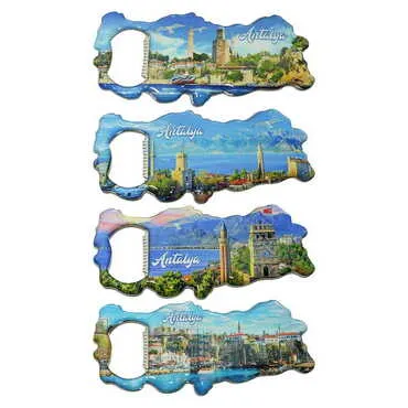 Antalya Themed Map Shaped Metal Magnetic Bottle Opener 100x45 mm - 2