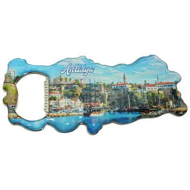Antalya Themed Map Shaped Metal Magnetic Bottle Opener 100x45 mm - 3