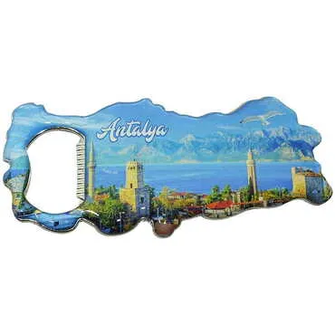 Antalya Themed Map Shaped Metal Magnetic Bottle Opener 100x45 mm - 5