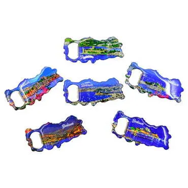 Bodrum Themed Map Shaped Metal Magnetic Bottle Opener 100x45 mm - 5