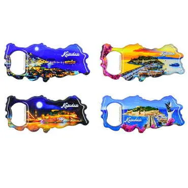 Kusadasi Themed Map Shaped Metal Magnetic Bottle Opener 100x45 mm - 3