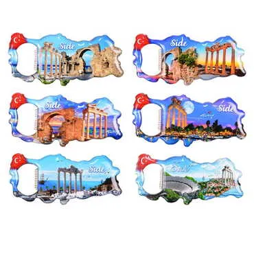 Side Themed Map Shaped Metal Magnetic Bottle Opener 100x45 mm - 2