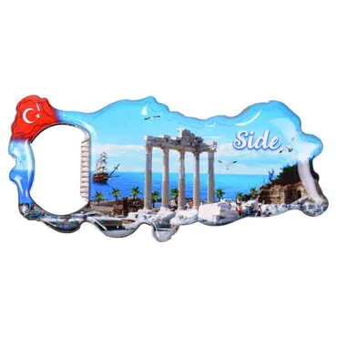 Side Themed Map Shaped Metal Magnetic Bottle Opener 100x45 mm - 3
