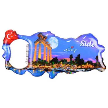 Side Themed Map Shaped Metal Magnetic Bottle Opener 100x45 mm - 5