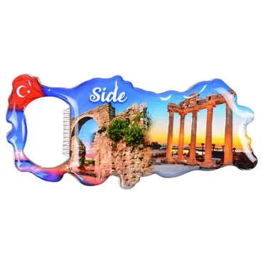 Side Themed Map Shaped Metal Magnetic Bottle Opener 100x45 mm - 6
