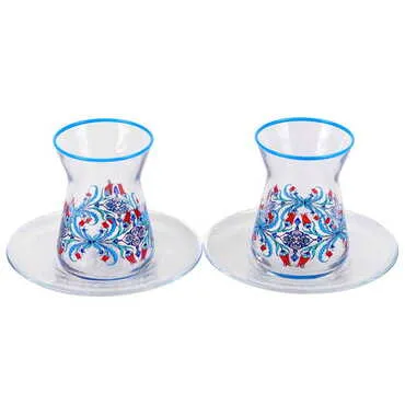 Colored Tea Glass Set Of 2 Pcs - 8