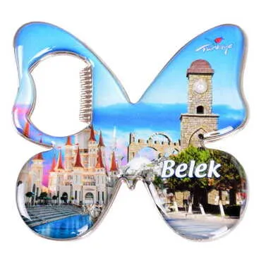 Toptan Belek Temalı Myros Metal Kelebek Açacak Magnet 70x70 mm - 5