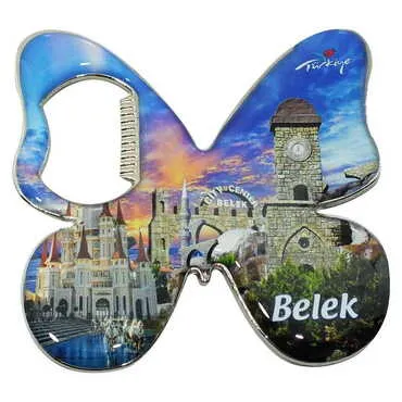Toptan Belek Temalı Myros Metal Kelebek Açacak Magnet 70x70 mm - 6