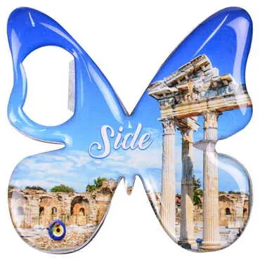 Side Themed Butterfly Shaped Metal Magnetic Bottle Opener 70x70 mm - 7