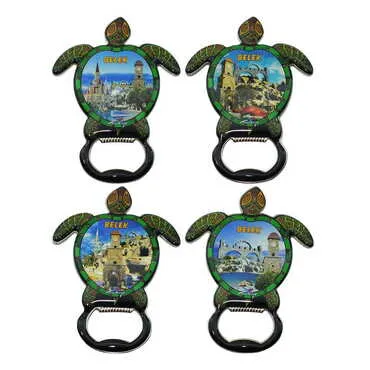 Belek Themed Turtle Shaped Metal Magnetic Bottle Opener 103x75 mm - 3