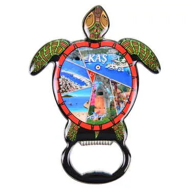 Kas Themed Turtle Shaped Metal Magnetic Bottle Opener 103x75 mm - 6
