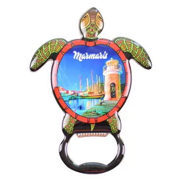 Toptan Marmaris Temalı Myros Metal Kaplumbağa Açacak Magnet 103x75 mm - 5