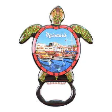Toptan Marmaris Temalı Myros Metal Kaplumbağa Açacak Magnet 103x75 mm - 7
