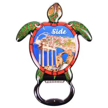 Side Themed Turtle Shaped Metal Magnetic Bottle Opener 103x75 mm - 5
