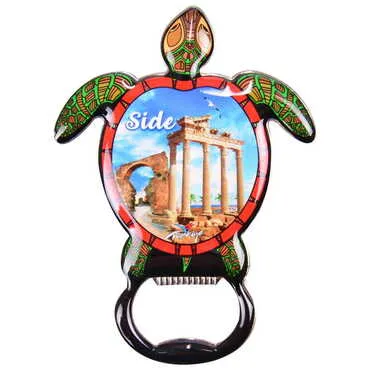 Side Themed Turtle Shaped Metal Magnetic Bottle Opener 103x75 mm - 7