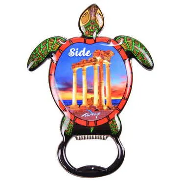 Side Themed Turtle Shaped Metal Magnetic Bottle Opener 103x75 mm - 8