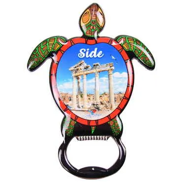 Side Themed Turtle Shaped Metal Magnetic Bottle Opener 103x75 mm - 9