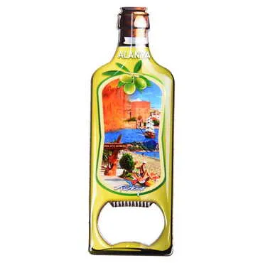 Alanya Themed Bottle Shaped Metal Magnetic Bottle Opener 115x39 mm - 5
