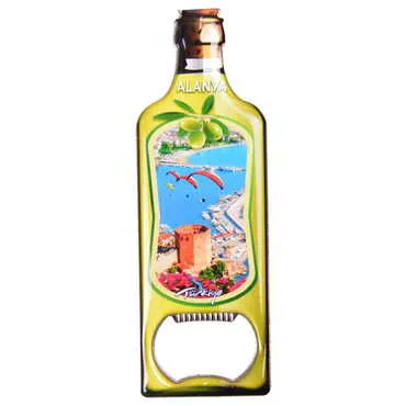 Alanya Themed Bottle Shaped Metal Magnetic Bottle Opener 115x39 mm - 6