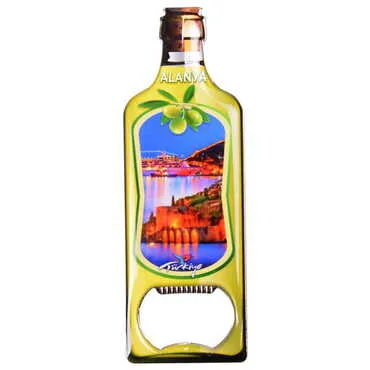 Alanya Themed Bottle Shaped Metal Magnetic Bottle Opener 115x39 mm - 7