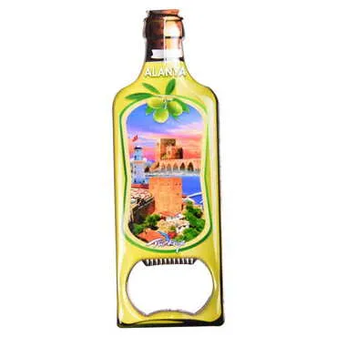 Alanya Themed Bottle Shaped Metal Magnetic Bottle Opener 115x39 mm - 8