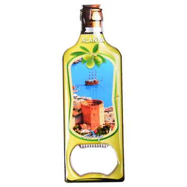 Alanya Themed Bottle Shaped Metal Magnetic Bottle Opener 115x39 mm - 9