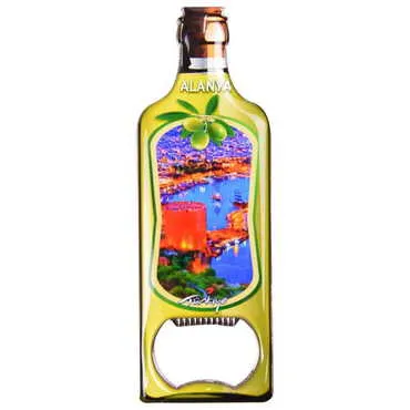 Alanya Themed Bottle Shaped Metal Magnetic Bottle Opener 115x39 mm - 10