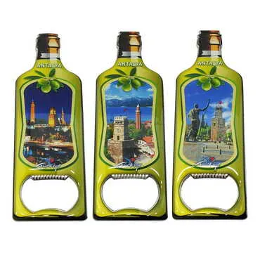 Antalya Themed Bottle Shaped Metal Magnetic Bottle Opener 115x39 mm - 3