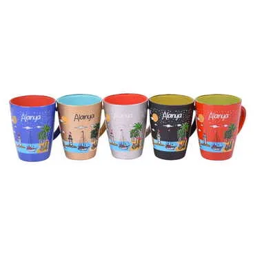 Alanya Themed Duo Colored and Printed Glass Mug - 3