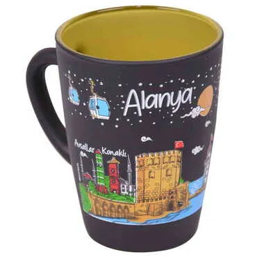 Alanya Themed Duo Colored and Printed Glass Mug - 5