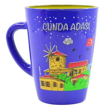 Ayvalik Themed Duo Colored and Printed Glass Mug - 5