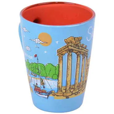 Side Themed Duo Colored and Printed Glass Mug - 4