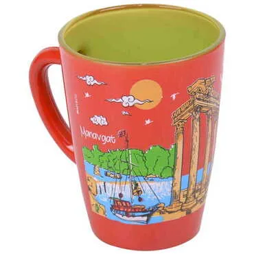 Side Themed Duo Colored and Printed Glass Mug - 5