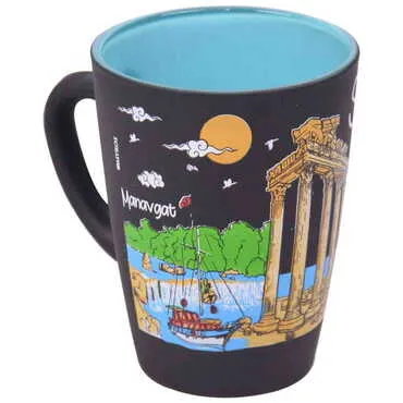Side Themed Duo Colored and Printed Glass Mug - 6
