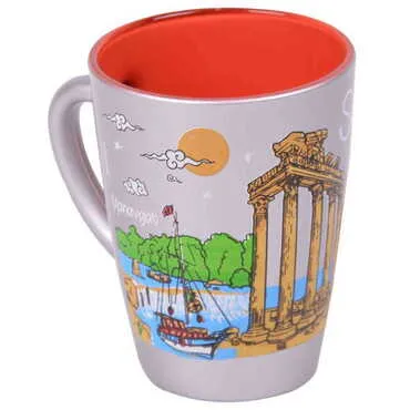 Side Themed Duo Colored and Printed Glass Mug - 7