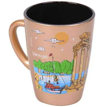 Side Themed Duo Colored and Printed Glass Mug - 8