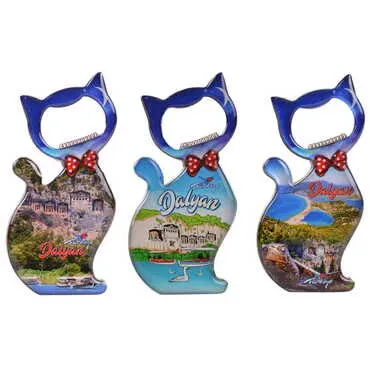 Dalyan Themed Cat Shaped Metal Magnetic Bottle Opener 97x48 mm - 3