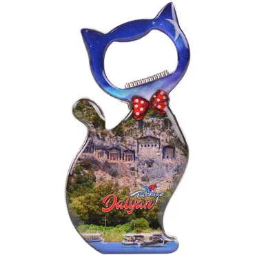 Dalyan Themed Cat Shaped Metal Magnetic Bottle Opener 97x48 mm - 4