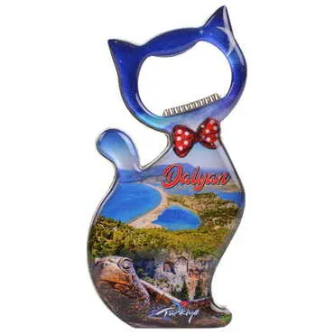 Dalyan Themed Cat Shaped Metal Magnetic Bottle Opener 97x48 mm - 6