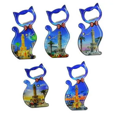 İzmir Temalı Myros Metal Kedi Açacak Magnet 97x48 mm - 5