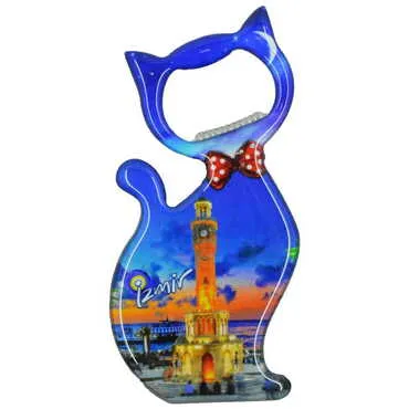 İzmir Temalı Myros Metal Kedi Açacak Magnet 97x48 mm - 6