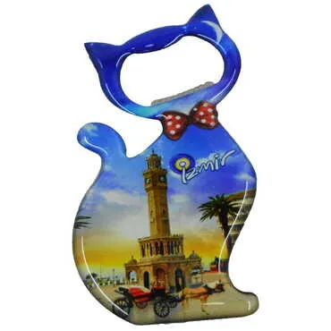 İzmir Temalı Myros Metal Kedi Açacak Magnet 97x48 mm - 8